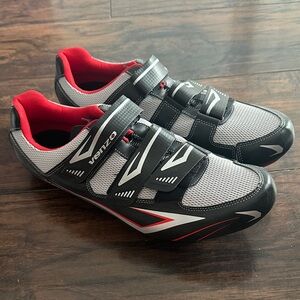 Venzo Men's Cycling Shoes - Black and Red - Size 13 - Perfect for Peloton